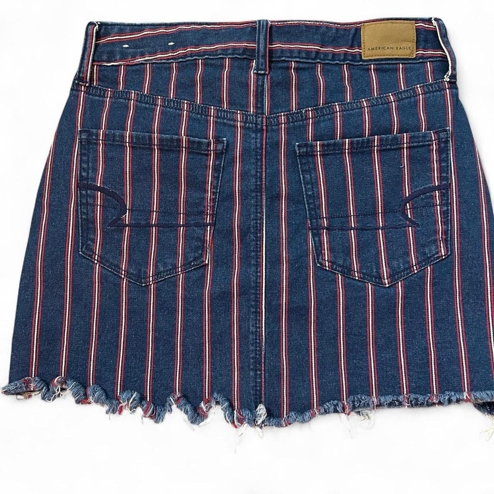 American Eagle Striped High-Rise Mini Denim Skirt – Size 4 - Picture 4 of 8